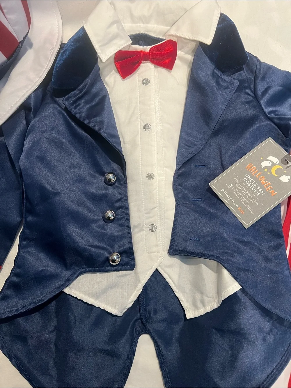 Pottery Barn Kids Uncle Sam Halloween Costume Size 4-6 NWT Hat and Beard